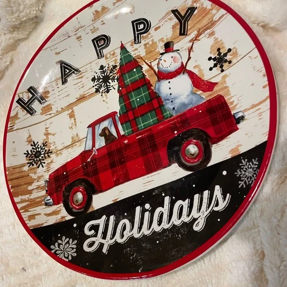 Little Red Truck Platter Certified International 13” - Picture 9 of 9